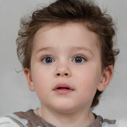 Neutral white child female with short  brown hair and brown eyes