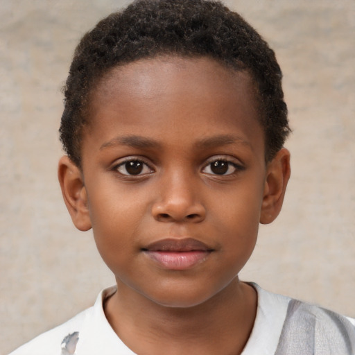 Neutral black child female with short  brown hair and brown eyes
