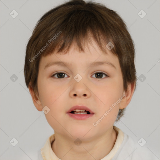 Neutral white child male with short  brown hair and brown eyes