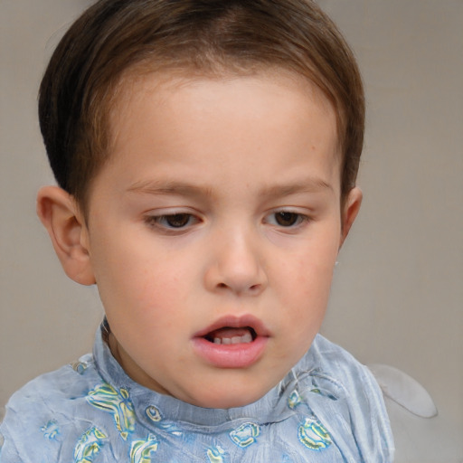 Neutral white child female with short  brown hair and brown eyes