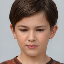 Neutral white child female with short  brown hair and brown eyes