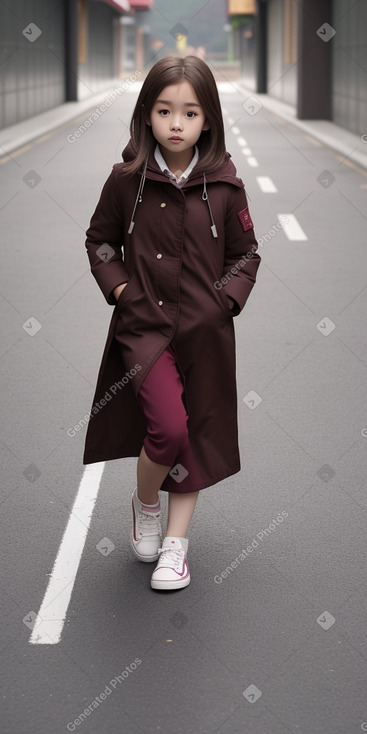 South korean child girl with  brown hair