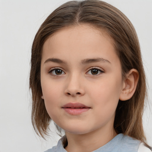 Neutral white child female with medium  brown hair and brown eyes