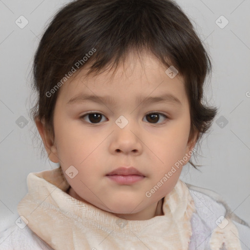 Neutral white child female with medium  brown hair and brown eyes