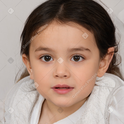 Neutral white child female with medium  brown hair and brown eyes