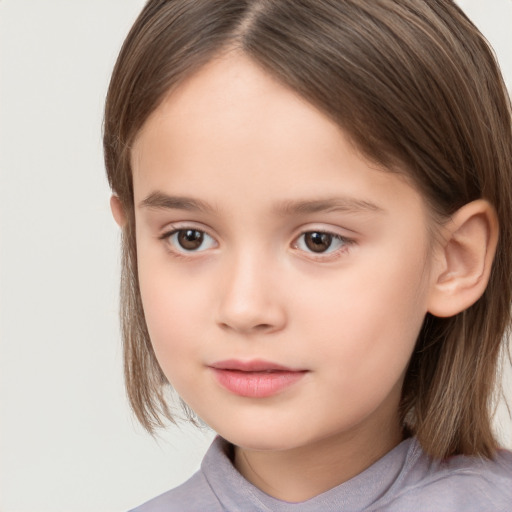 Neutral white child female with medium  brown hair and brown eyes