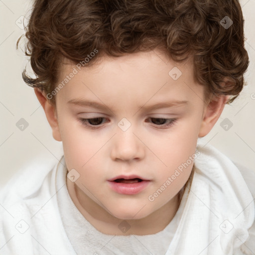 Neutral white child male with short  brown hair and brown eyes