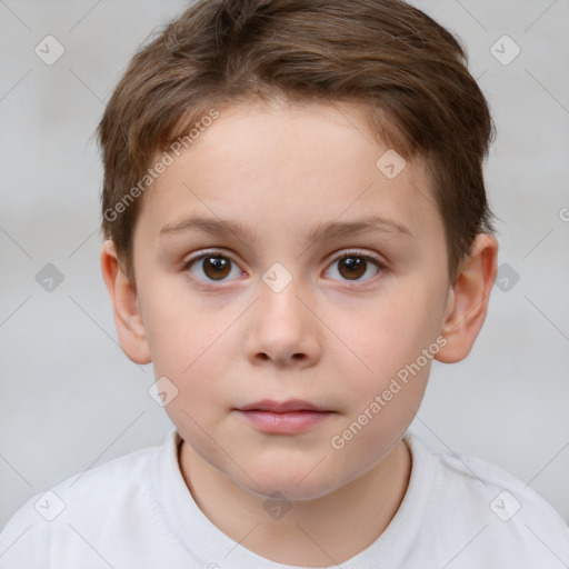 Neutral white child female with short  brown hair and brown eyes