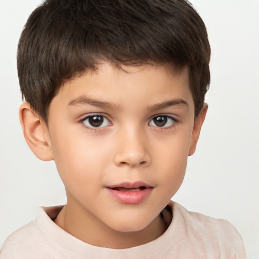 Neutral white child male with short  brown hair and brown eyes