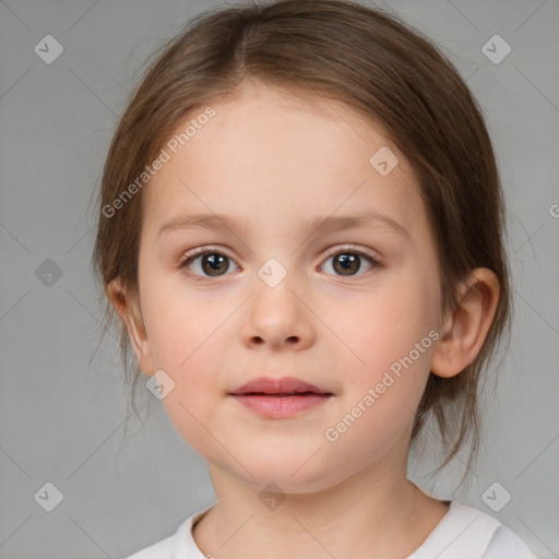 Neutral white child female with medium  brown hair and brown eyes