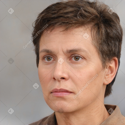 Neutral white adult male with short  brown hair and brown eyes