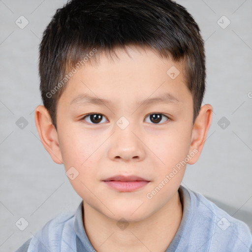 Neutral white child male with short  brown hair and brown eyes