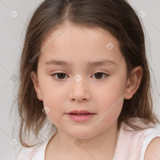 Neutral white child female with medium  brown hair and brown eyes