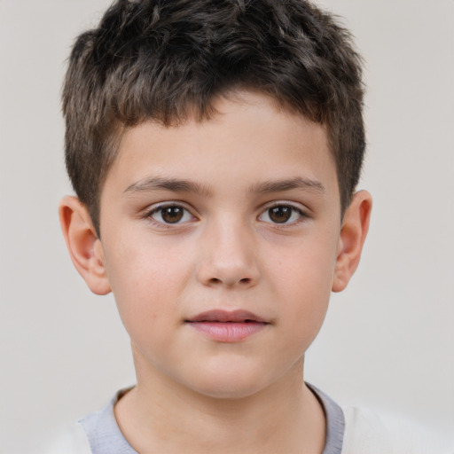 Neutral white child male with short  brown hair and brown eyes