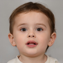 Neutral white child female with short  brown hair and brown eyes