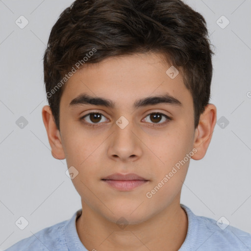 Neutral white child male with short  brown hair and brown eyes