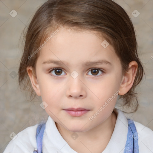 Neutral white child female with medium  brown hair and brown eyes