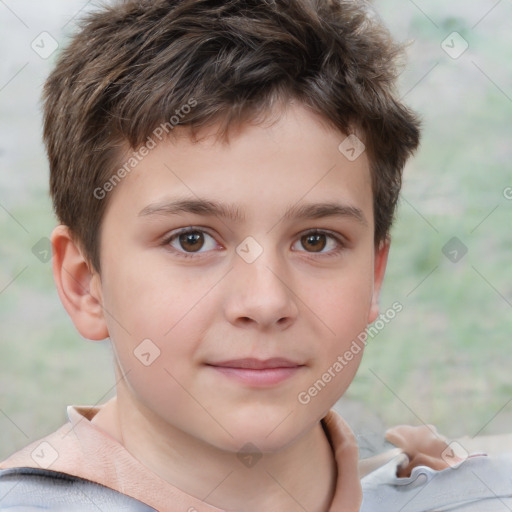 Neutral white child male with short  brown hair and brown eyes