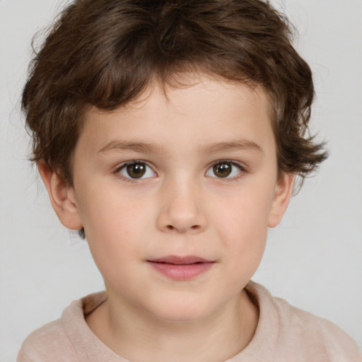 Neutral white child male with short  brown hair and brown eyes