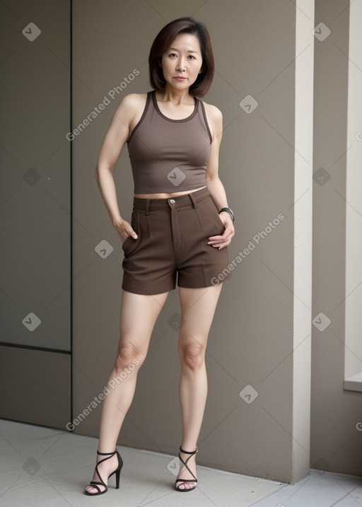 Korean middle-aged female with  brown hair