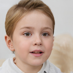 Neutral white child female with short  brown hair and brown eyes