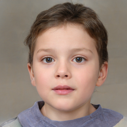 Neutral white child male with short  brown hair and brown eyes