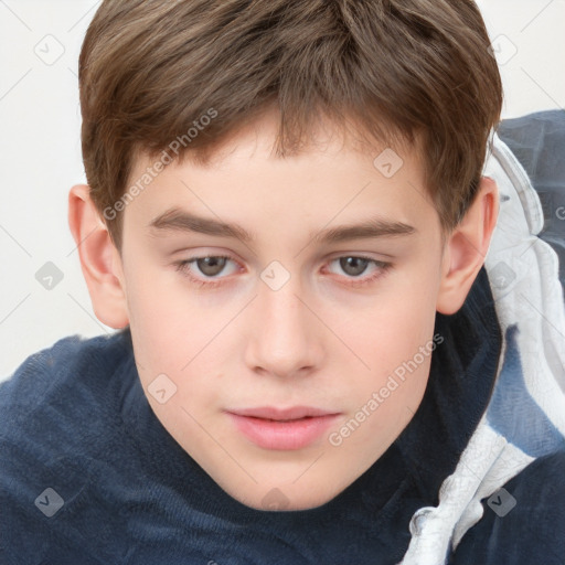 Neutral white child male with short  brown hair and brown eyes