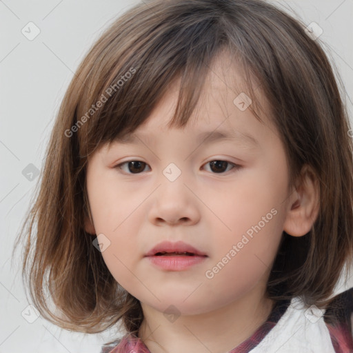 Neutral white child female with medium  brown hair and brown eyes