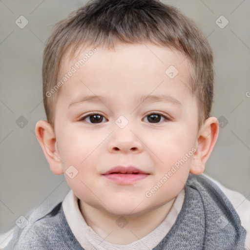 Neutral white child male with short  brown hair and brown eyes