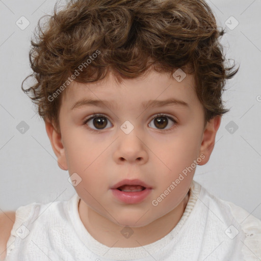 Neutral white child male with short  brown hair and brown eyes