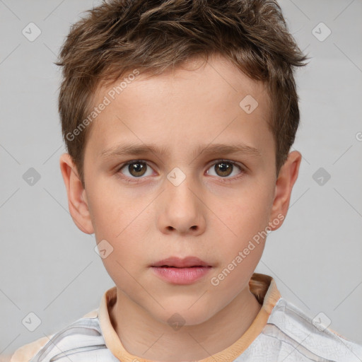 Neutral white child male with short  brown hair and brown eyes