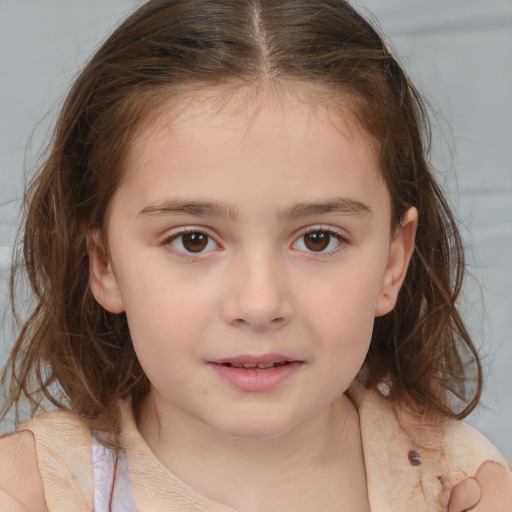 Neutral white child female with medium  brown hair and brown eyes