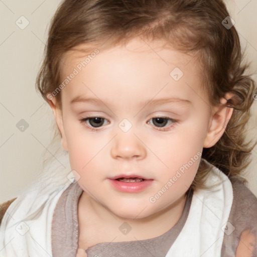 Neutral white child female with medium  brown hair and brown eyes