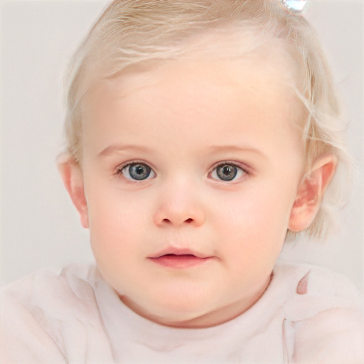 Neutral white child female with short  blond hair and blue eyes