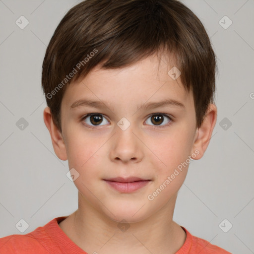 Neutral white child male with short  brown hair and brown eyes