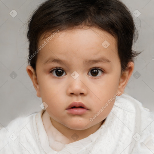 Neutral white child female with short  brown hair and brown eyes