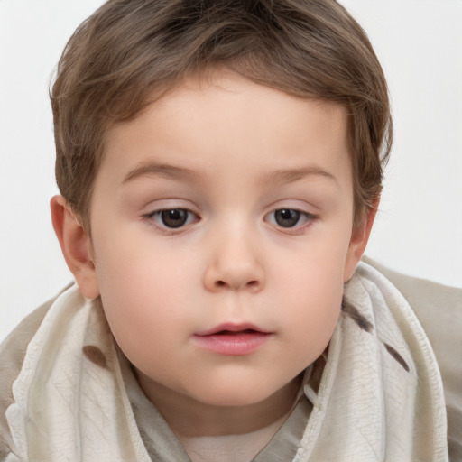 Neutral white child female with short  brown hair and brown eyes