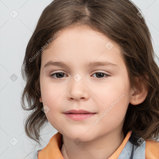 Neutral white child female with medium  brown hair and brown eyes