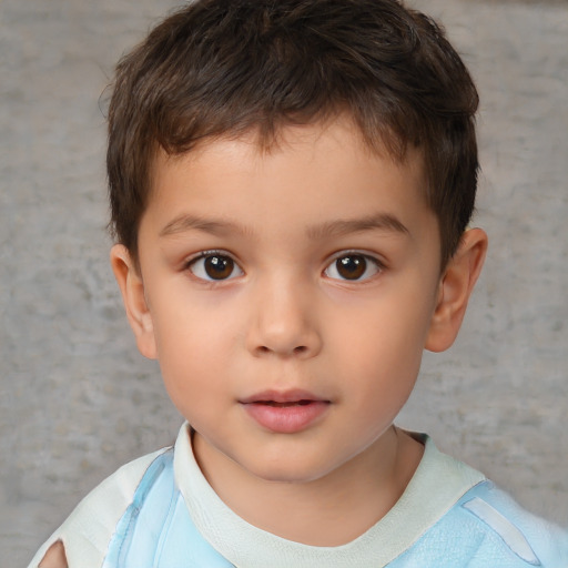 Neutral white child male with short  brown hair and brown eyes