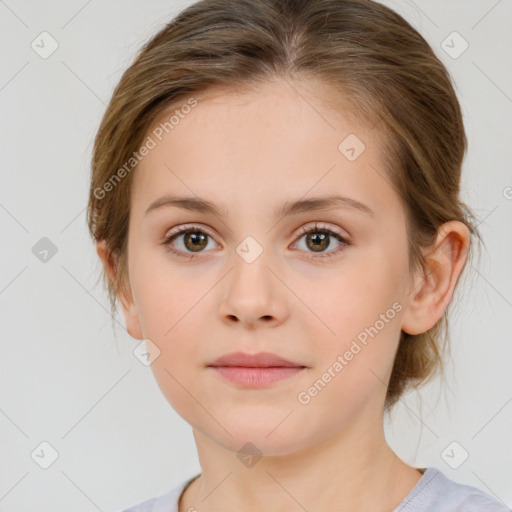 Neutral white child female with medium  brown hair and brown eyes