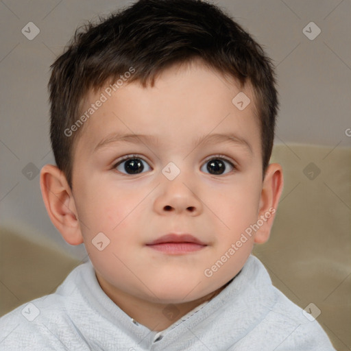 Neutral white child male with short  brown hair and brown eyes