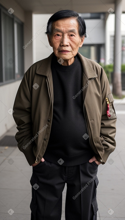 Chinese elderly male with  black hair