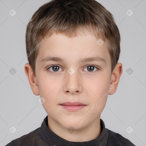 Neutral white child male with short  brown hair and brown eyes