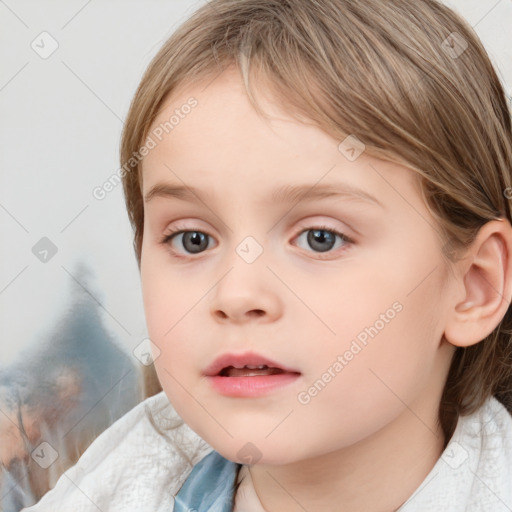 Neutral white child female with medium  brown hair and brown eyes