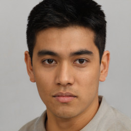 Neutral asian young-adult male with short  brown hair and brown eyes