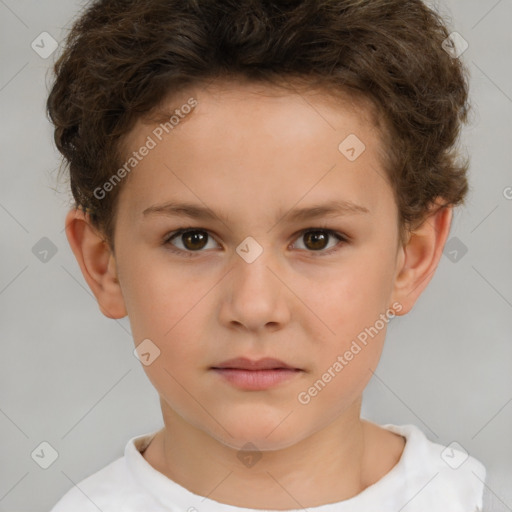 Neutral white child male with short  brown hair and brown eyes