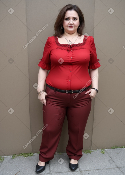 Romanian middle-aged female with  brown hair