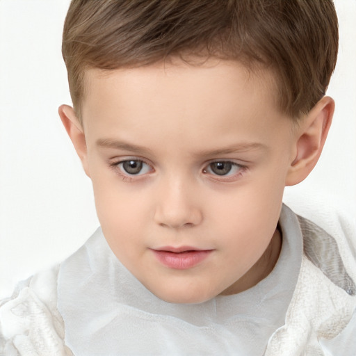 Neutral white child male with short  brown hair and brown eyes