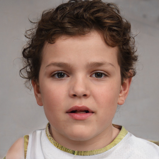 Neutral white child male with short  brown hair and brown eyes