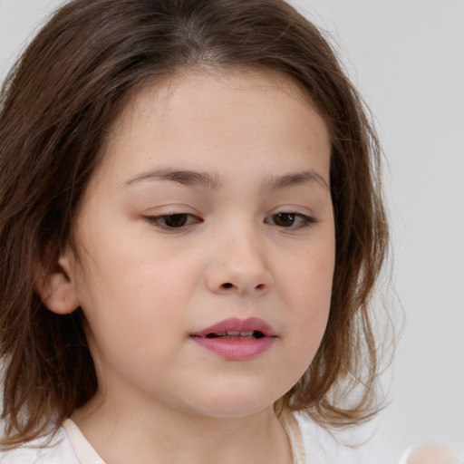 Neutral white child female with medium  brown hair and brown eyes